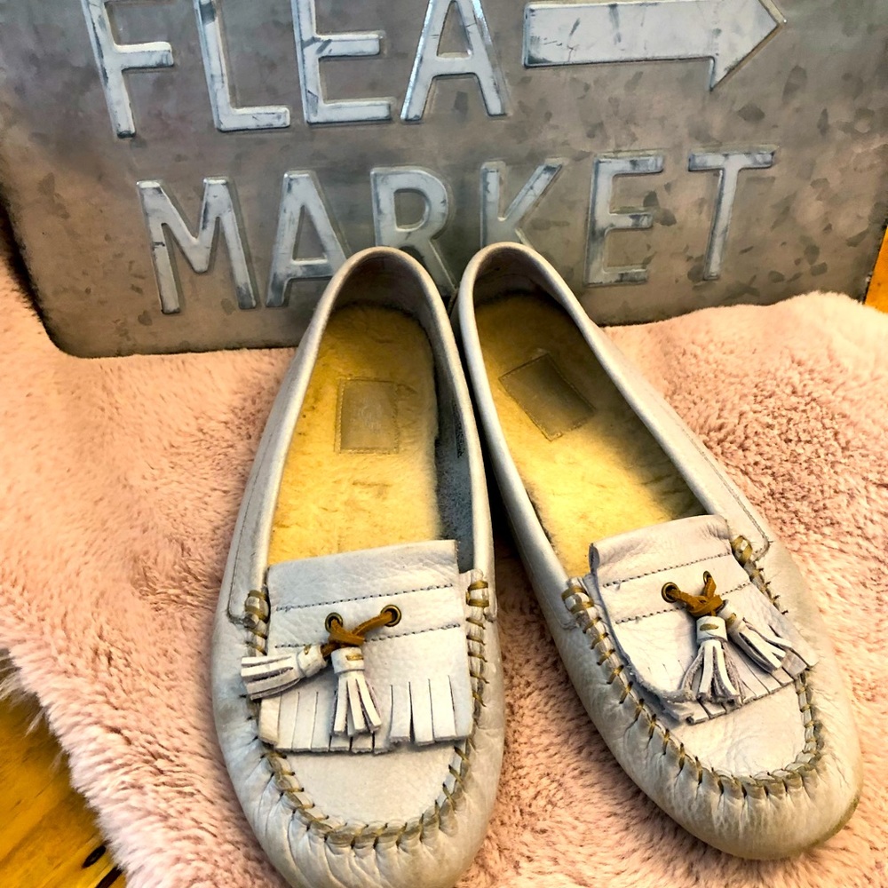 Baby Blue UGGS moccasins/ leather